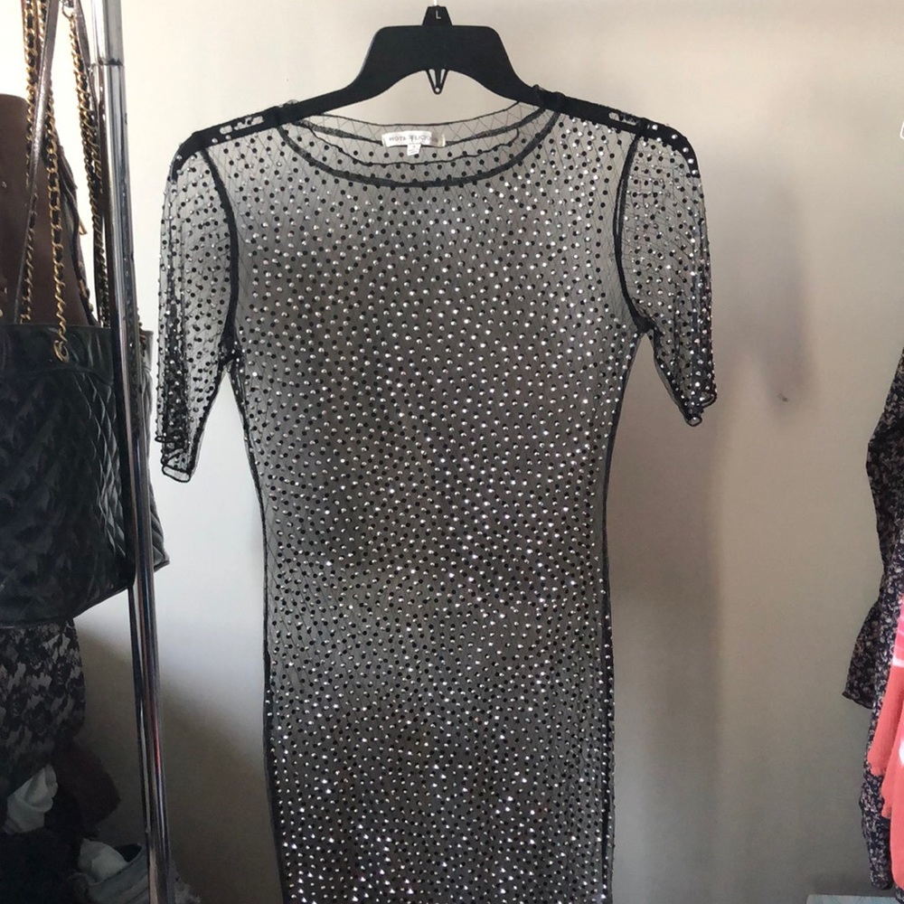 Sheer rhinestoned slip